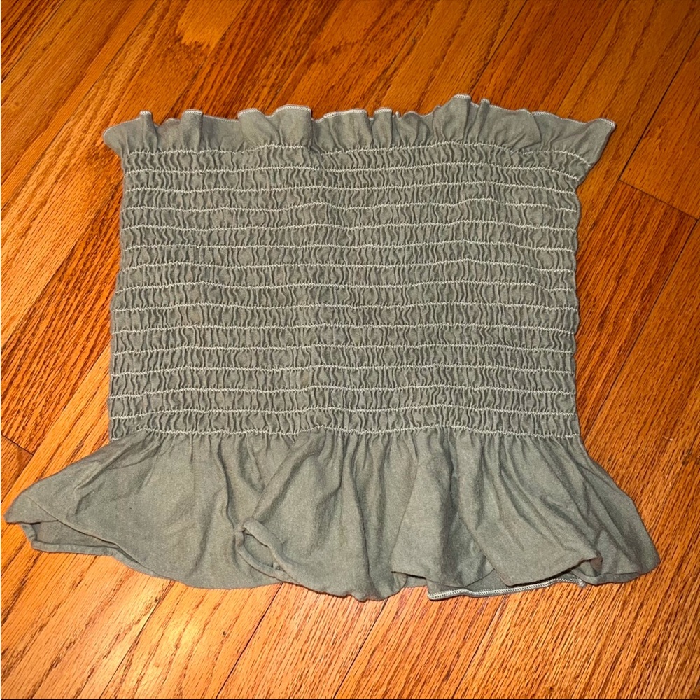 Smocked Olive Green Tube Top
